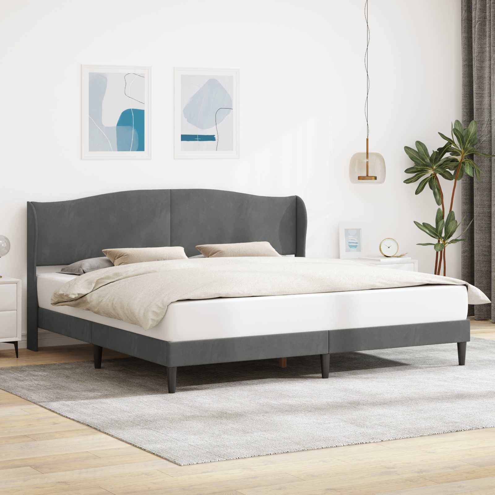 vidaXL Bettrahmen mit Kopfteil Dunkelgrau 180 x 200 cm Samt
