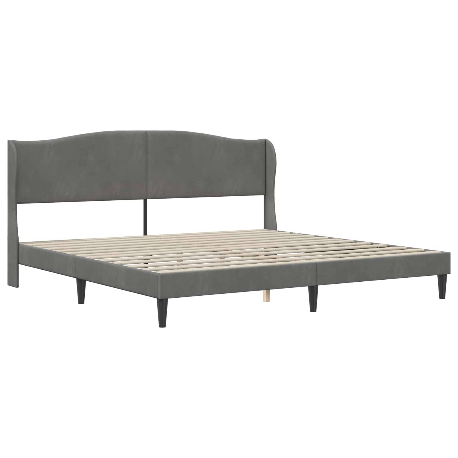 vidaXL Bettrahmen mit Kopfteil Dunkelgrau 200 x 200 cm Samt