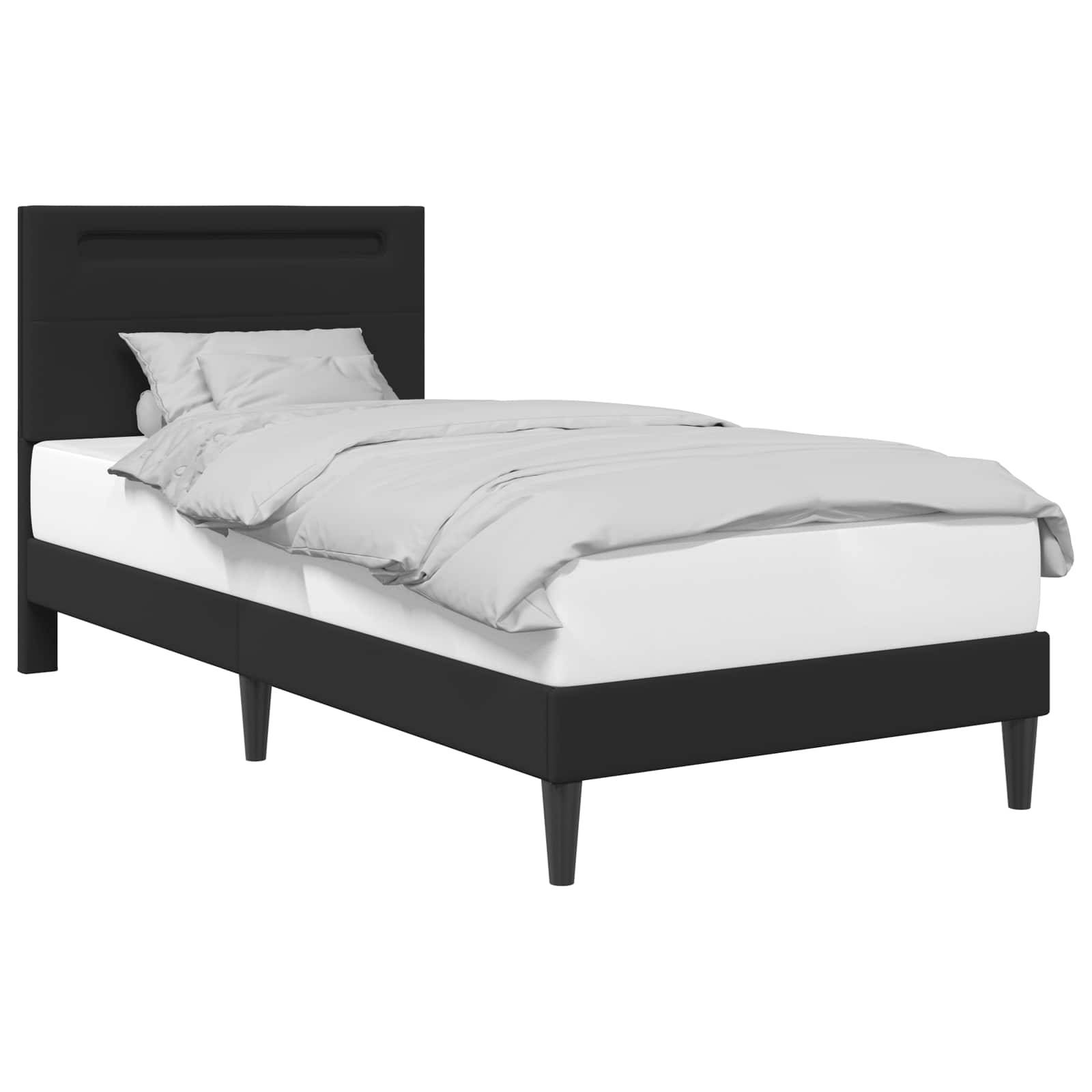vidaXL Bettrahmen Schwarz 90 x 190 cm Kunstleder