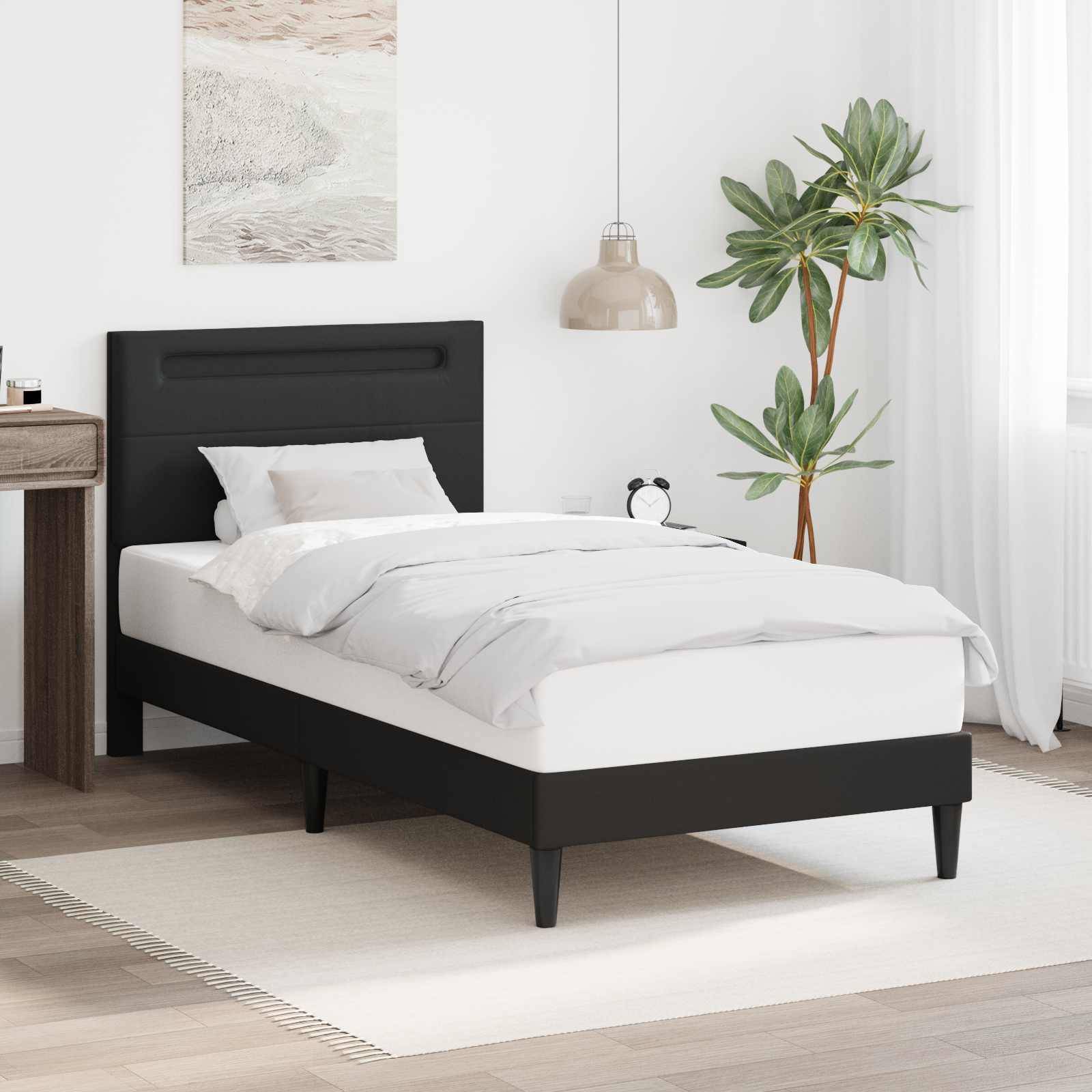 vidaXL Bettrahmen Schwarz 90 x 190 cm Kunstleder