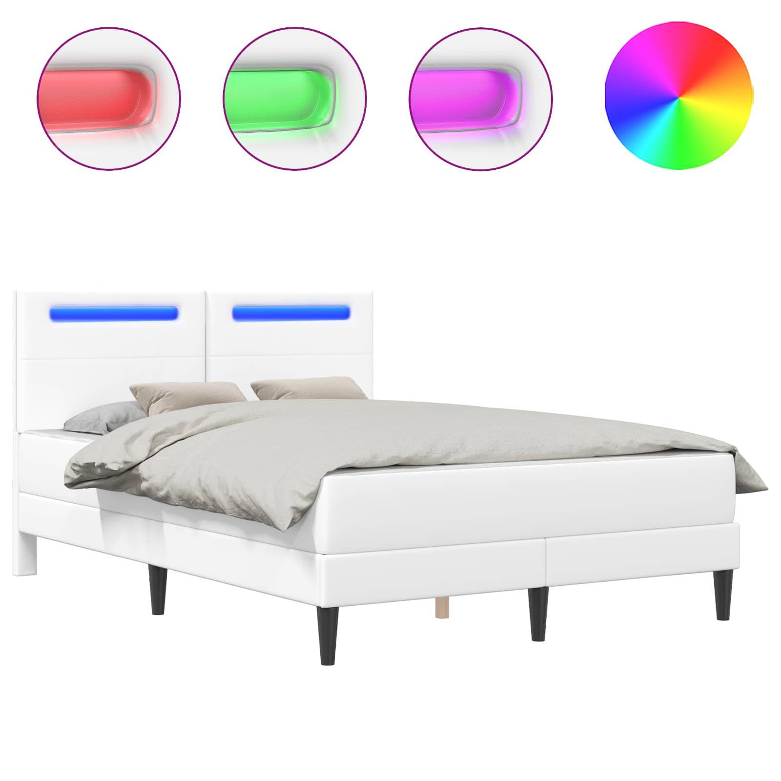 vidaXL Bettrahmen mit LED-Lichtleisten mit Kopfteil 2 pcs Kunstleder