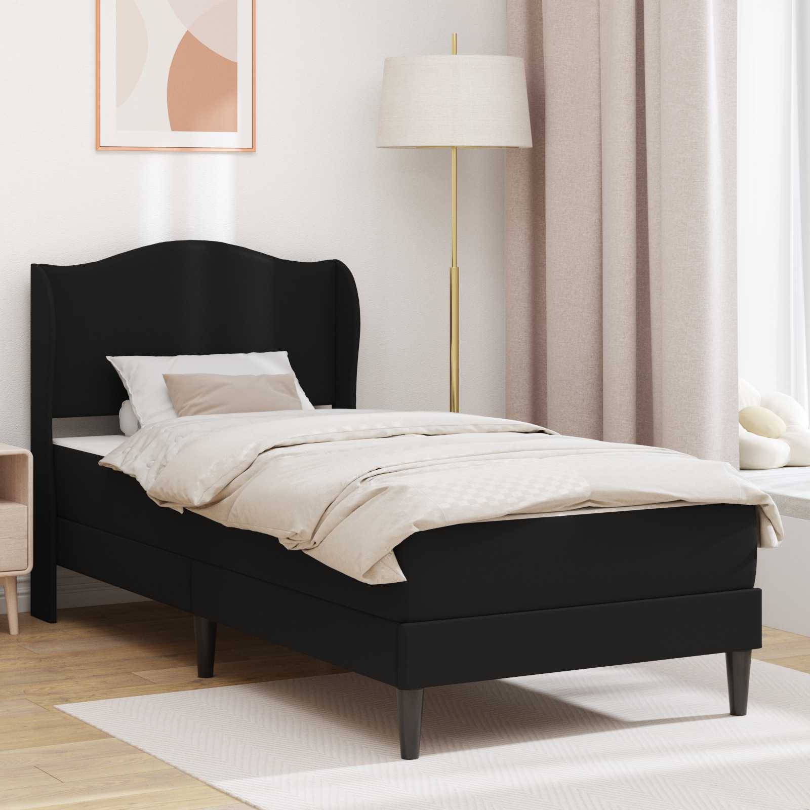 vidaXL Bettrahmen mit Kopfteil Schwarz 90 x 190 cm Kunstleder