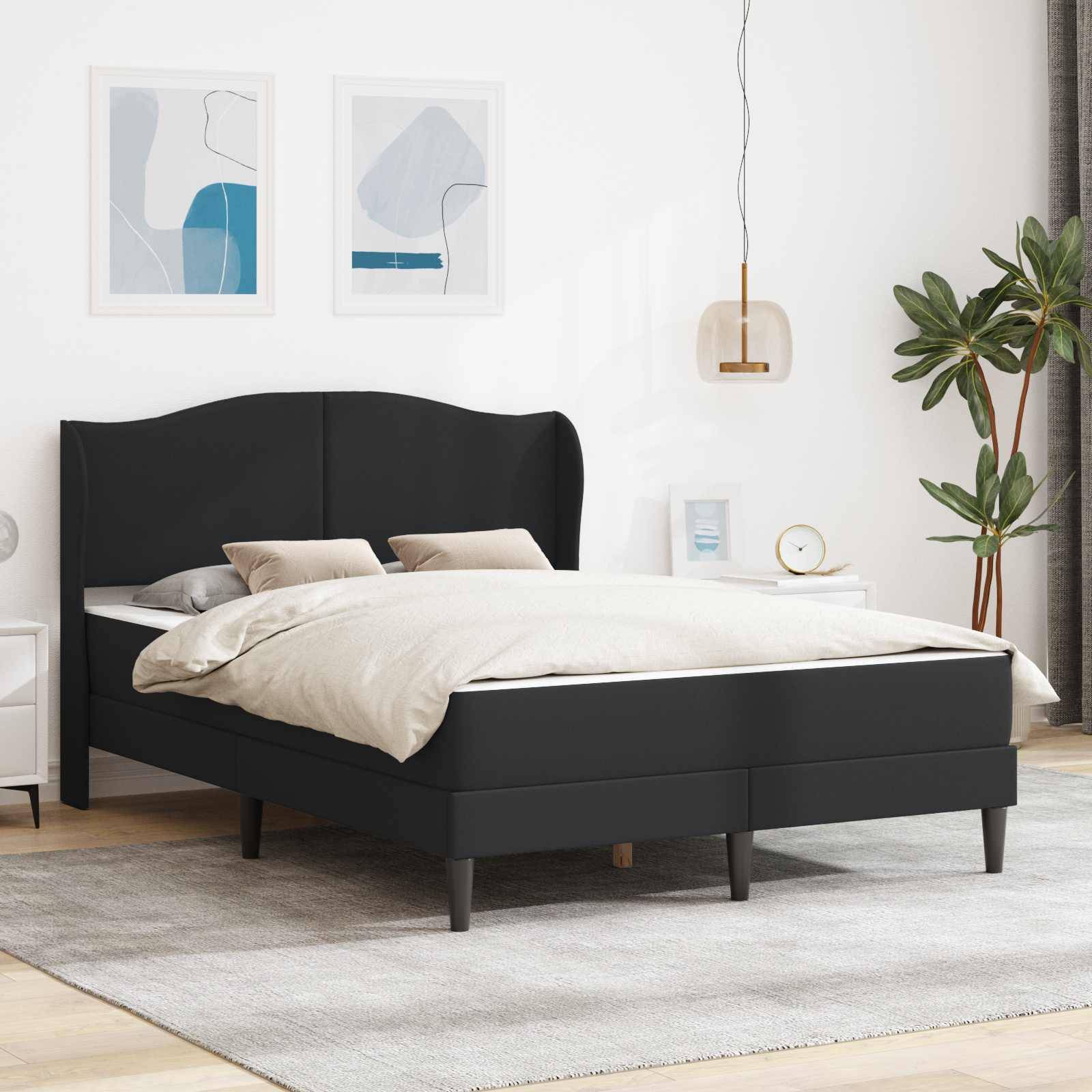 vidaXL Bettrahmen mit Kopfteil Schwarz 140 x 200 cm Kunstleder