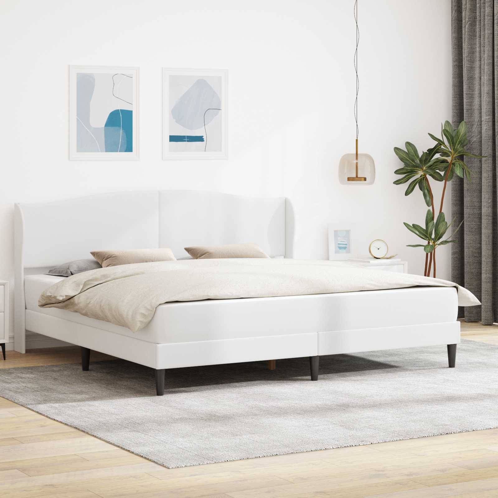 vidaXL Bettrahmen mit Kopfteil Weiß 180 x 200 cm Kunstleder