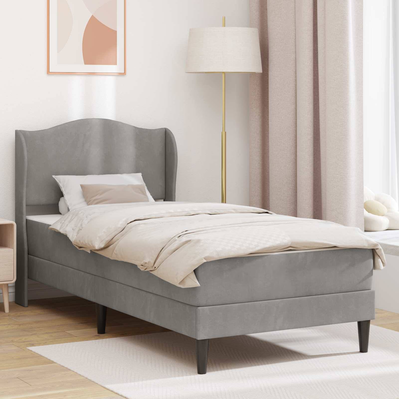 vidaXL Bettrahmen mit Kopfteil Hellgrau 90 x 200 cm Samt