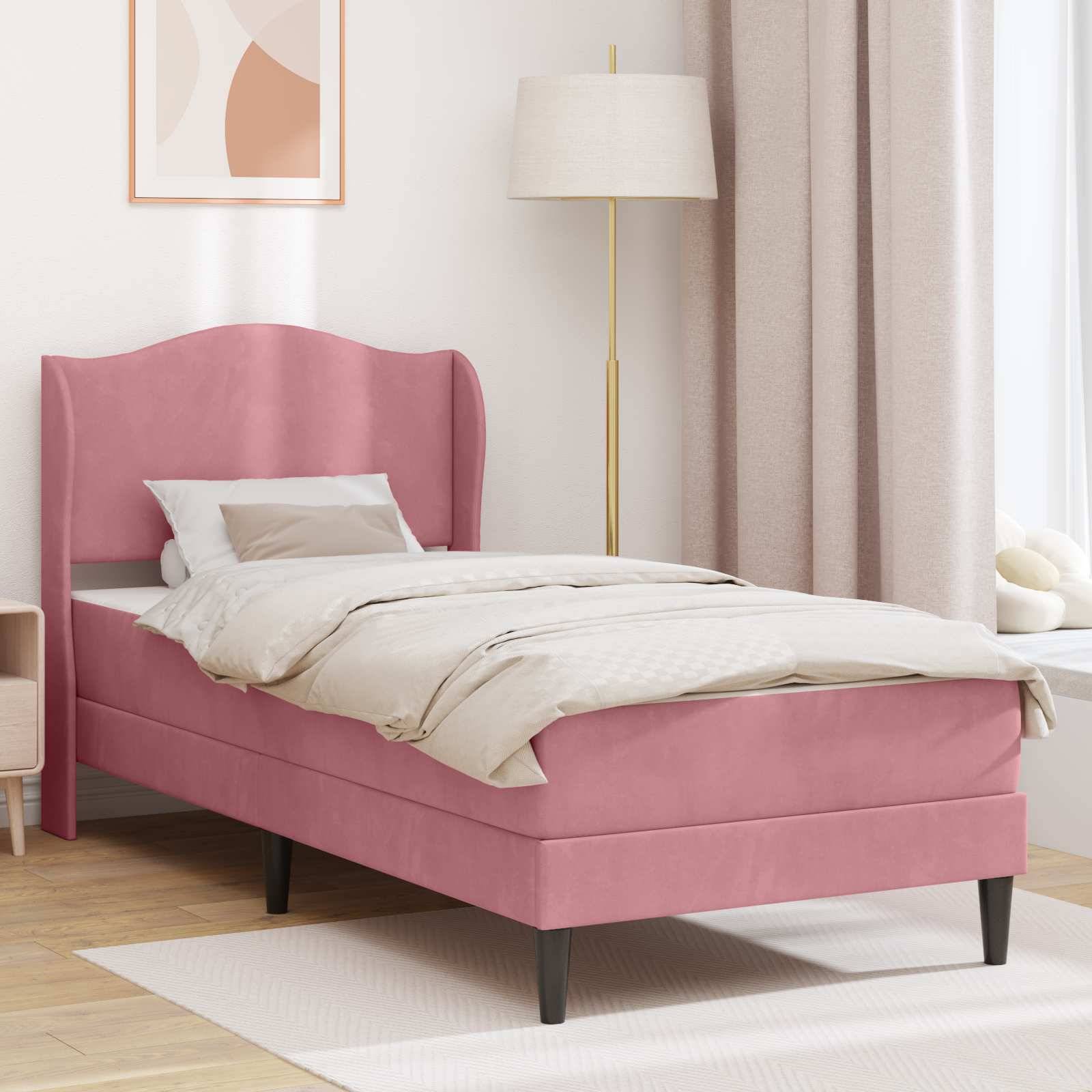 vidaXL Bettrahmen mit Kopfteil Rosa 100 x 200 cm Samt