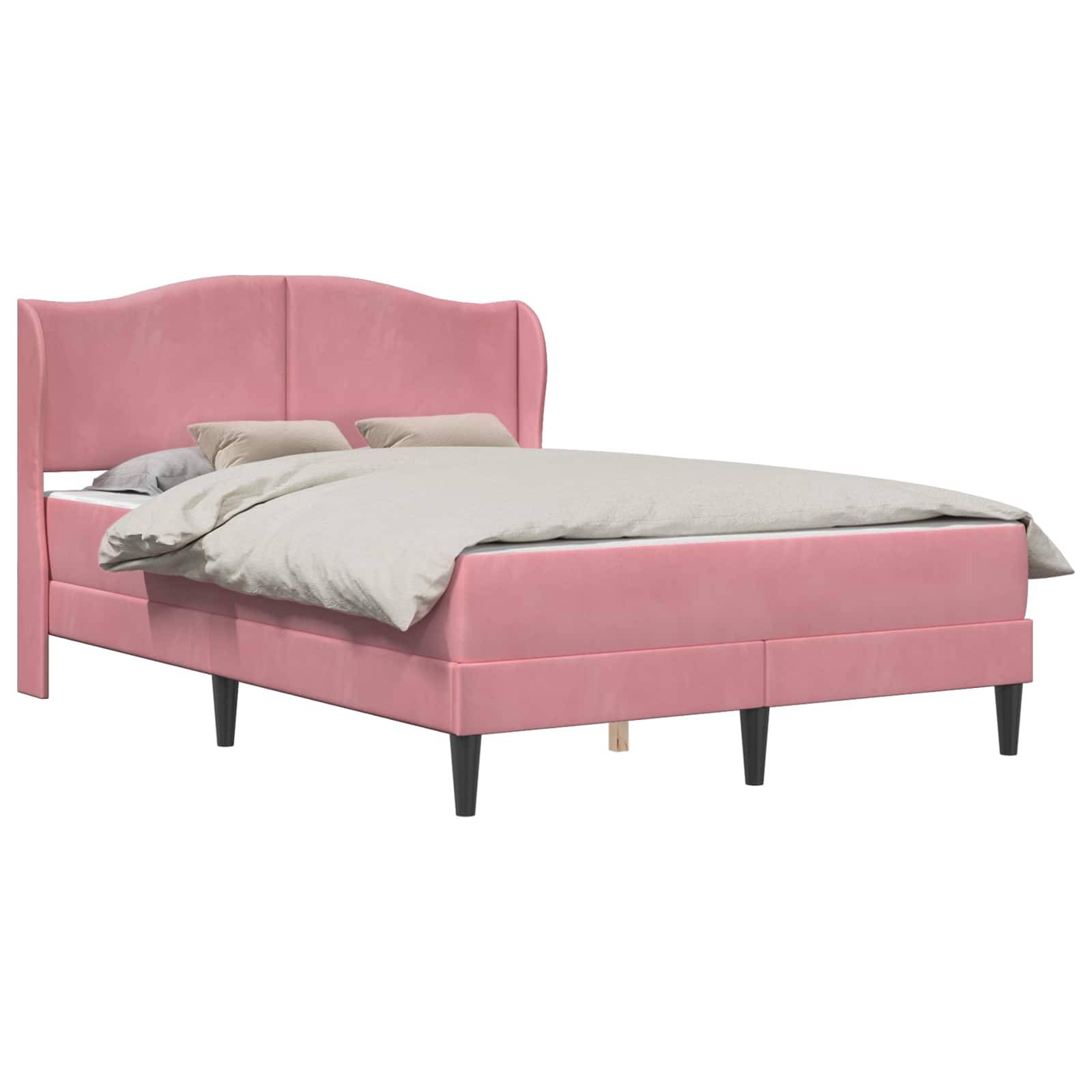 vidaXL Bettrahmen mit Kopfteil 2 pcs Rosa 120 x 190 cm Samt