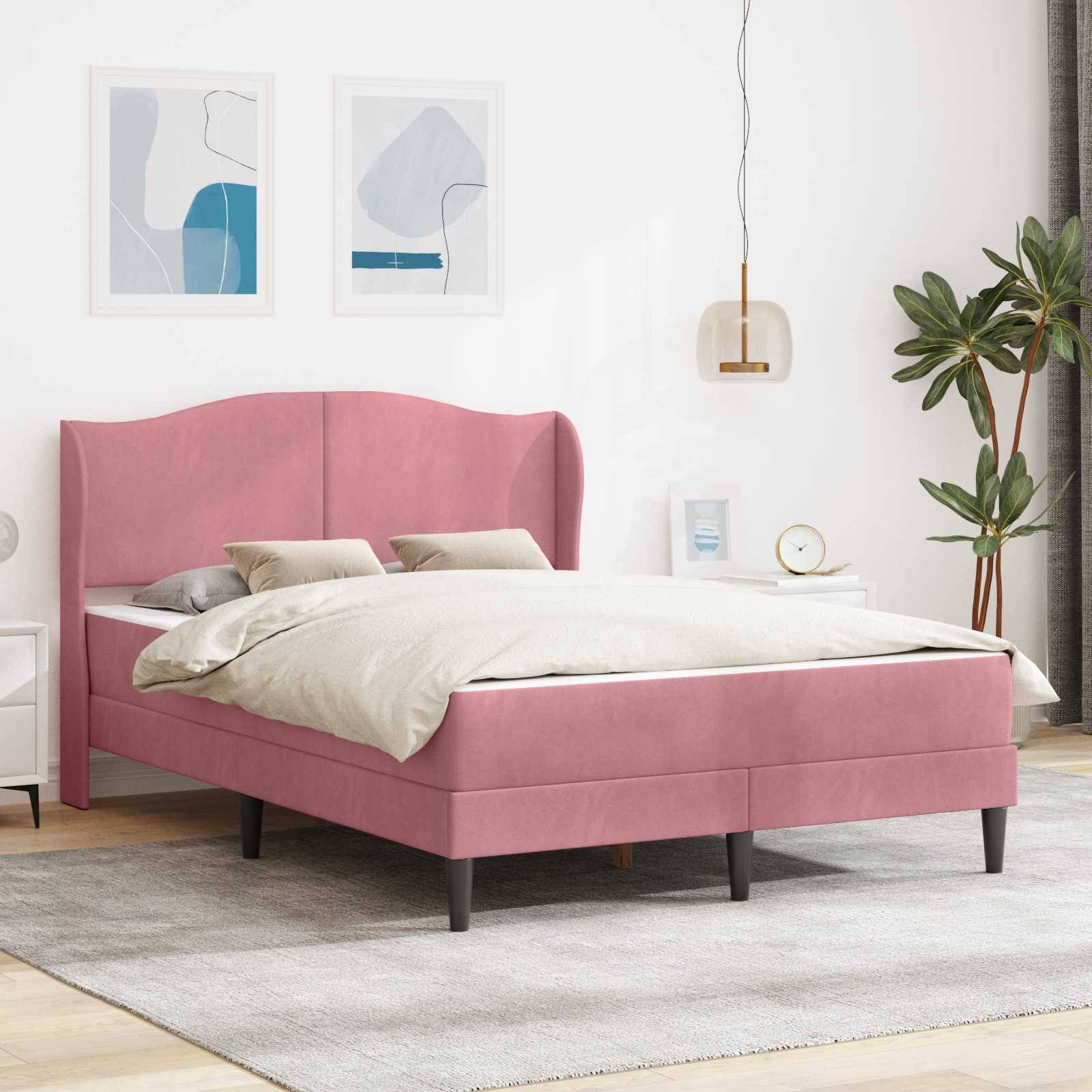 vidaXL Bettrahmen mit Kopfteil 2 pcs Rosa 120 x 190 cm Samt