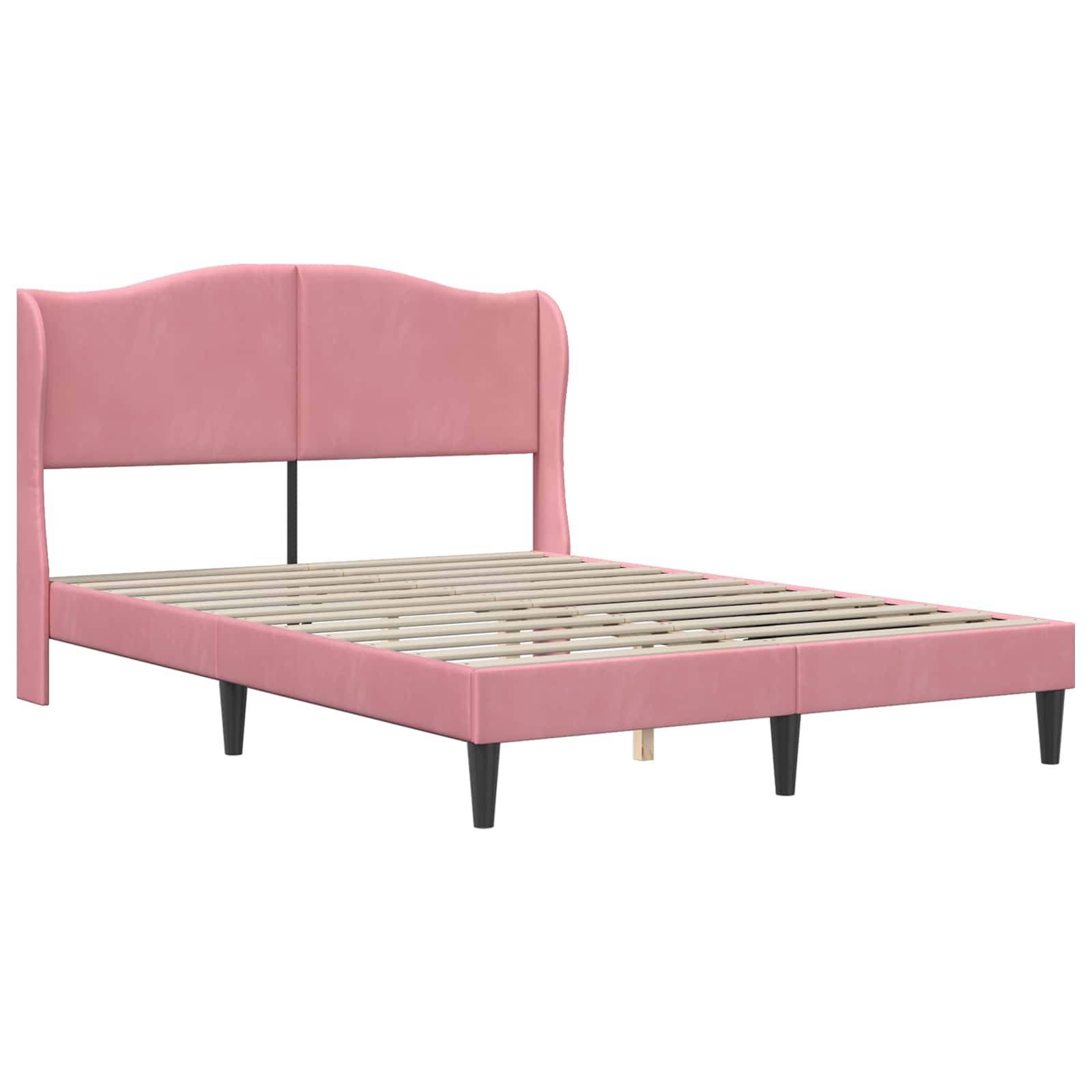 vidaXL Bettrahmen mit Kopfteil Rosa 160 x 200 cm Samt
