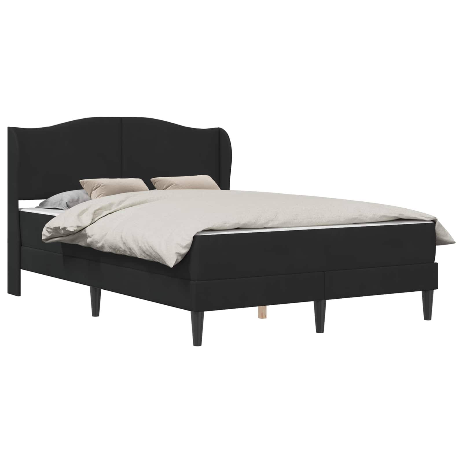 vidaXL Bettrahmen mit Kopfteil 2 pcs Schwarz 120 x 190 cm Samt