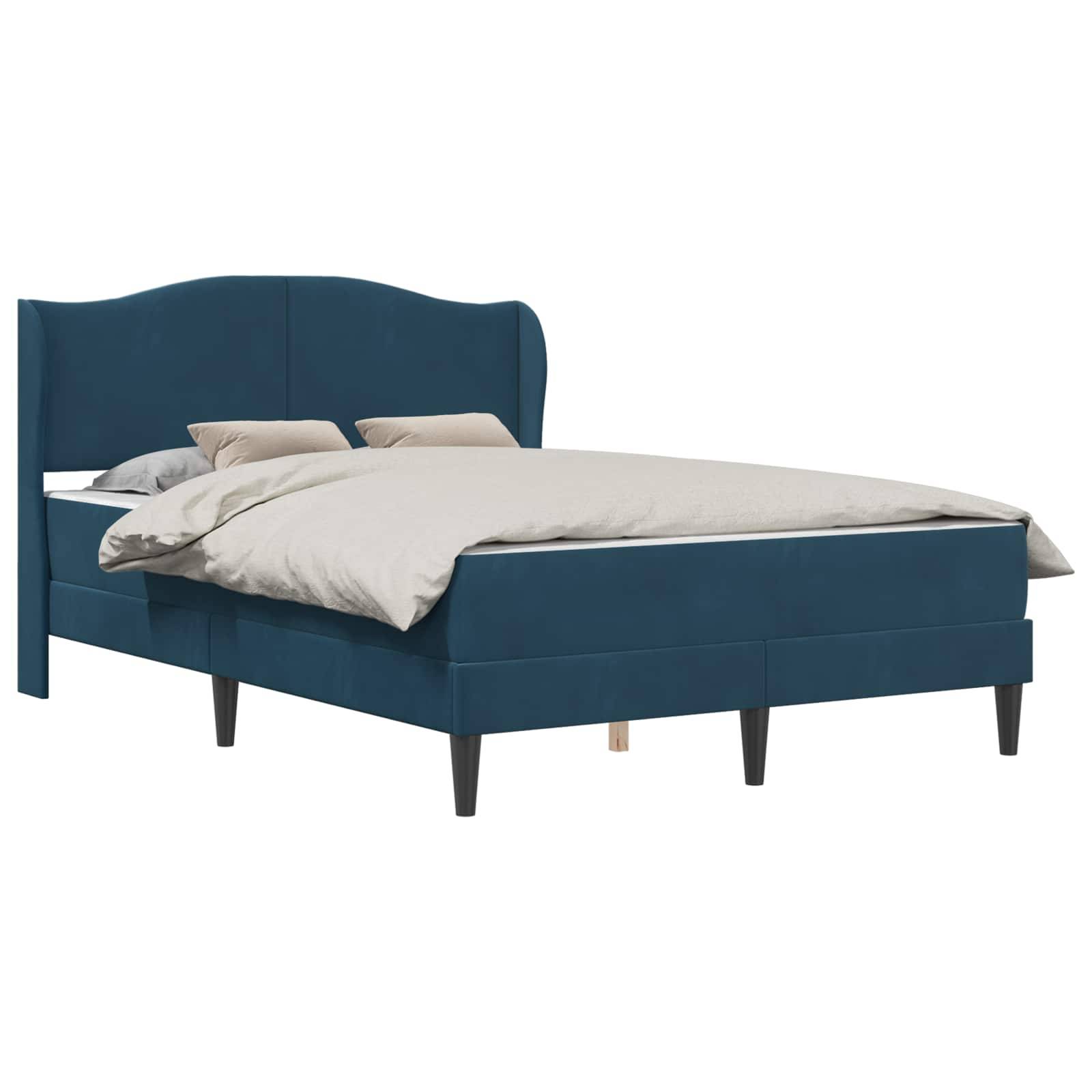 vidaXL Bettrahmen mit Kopfteil 2 pcs Blau 120 x 190 cm Samt