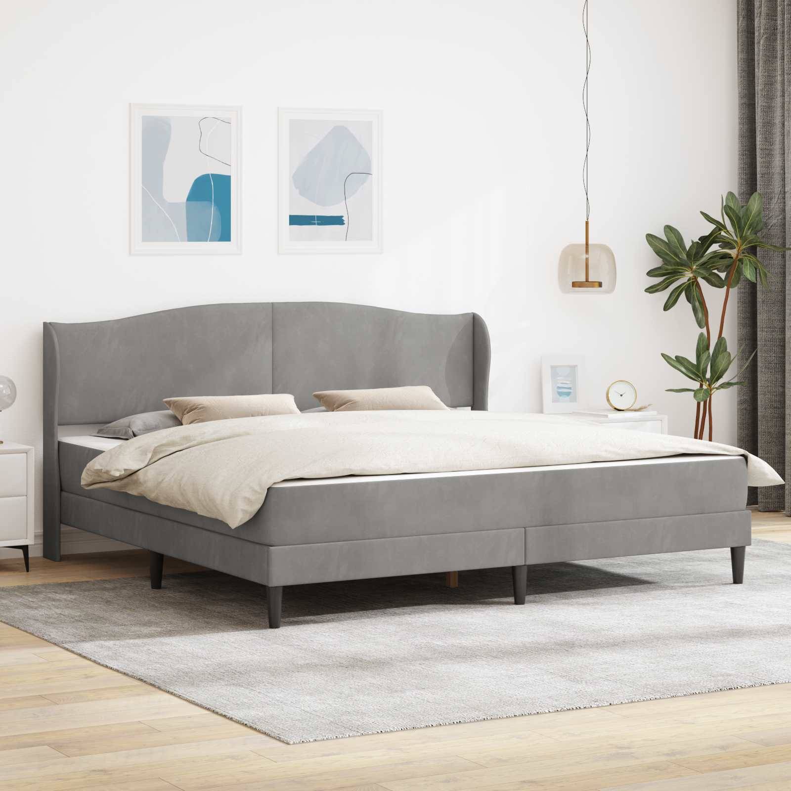 vidaXL Bettrahmen mit Kopfteil Hellgrau 180 x 200 cm Samt