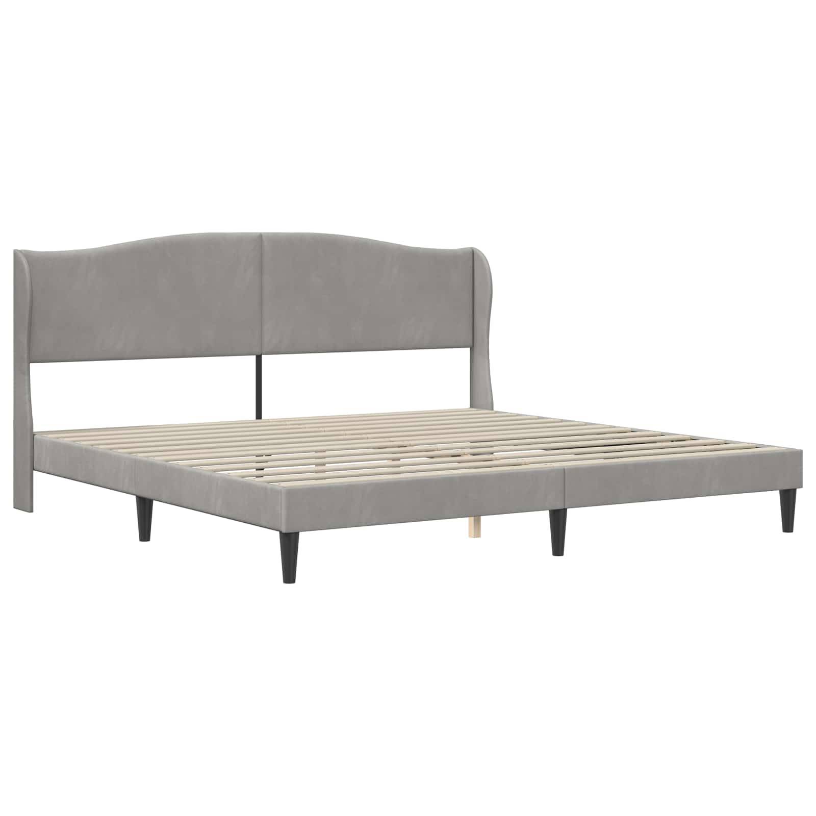 vidaXL Bettrahmen mit Kopfteil Hellgrau 200 x 200 cm Samt