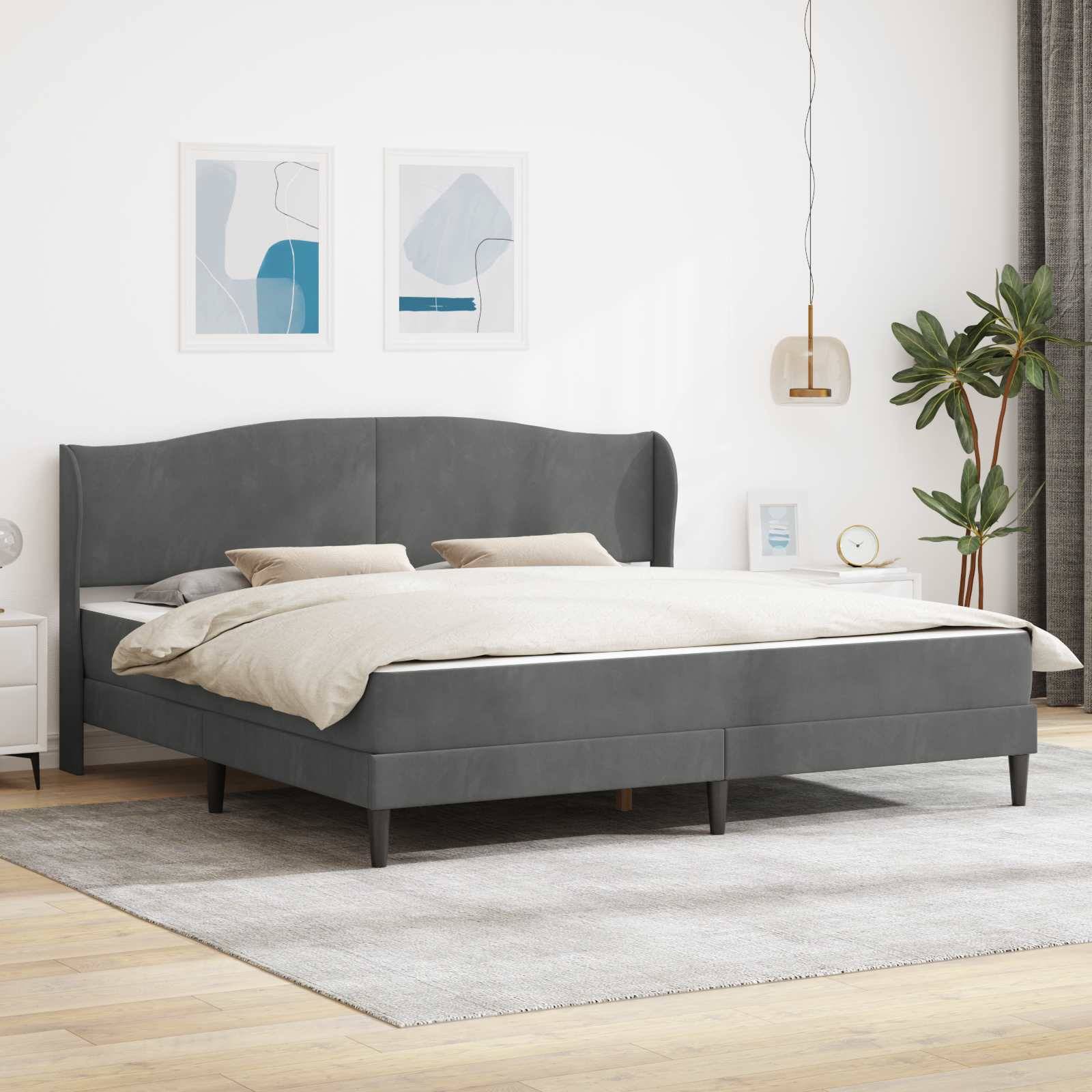 vidaXL Bettrahmen mit Kopfteil Dunkelgrau 180 x 200 cm Samt