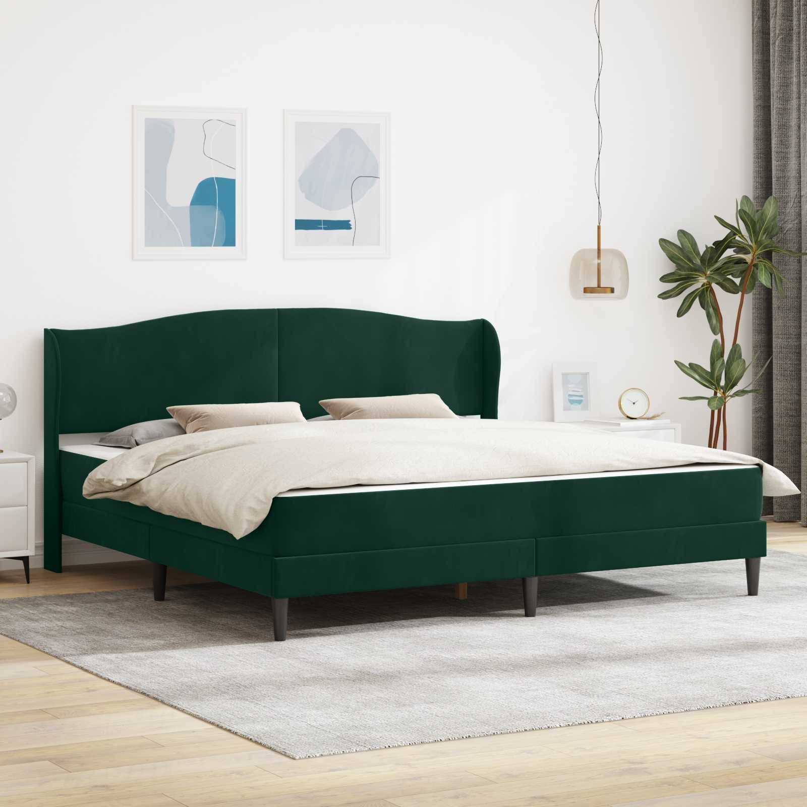 vidaXL Bettrahmen mit Kopfteil Dunkelgrün 180 x 200 cm Samt