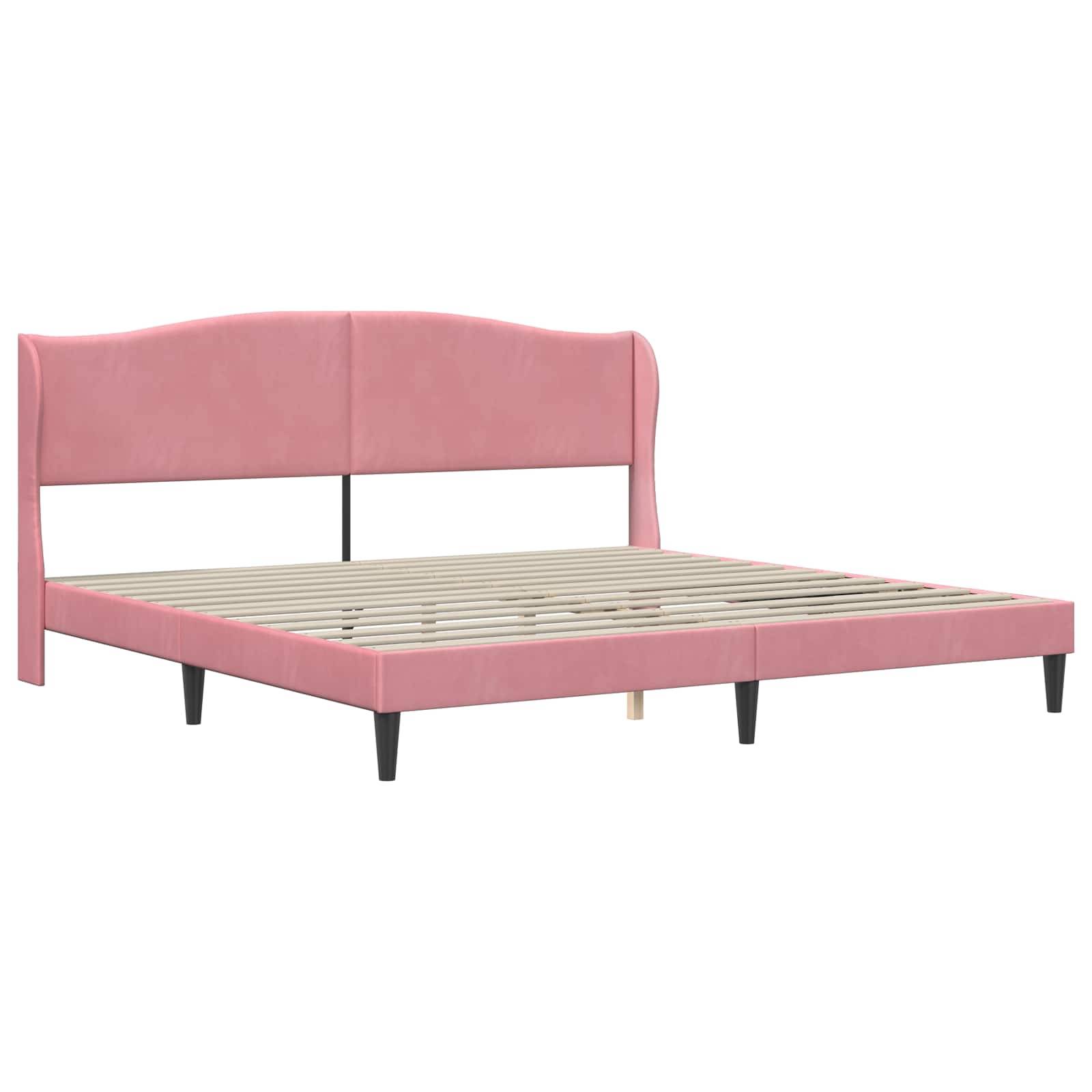 vidaXL Bettrahmen mit Kopfteil Rosa 200 x 200 cm Samt