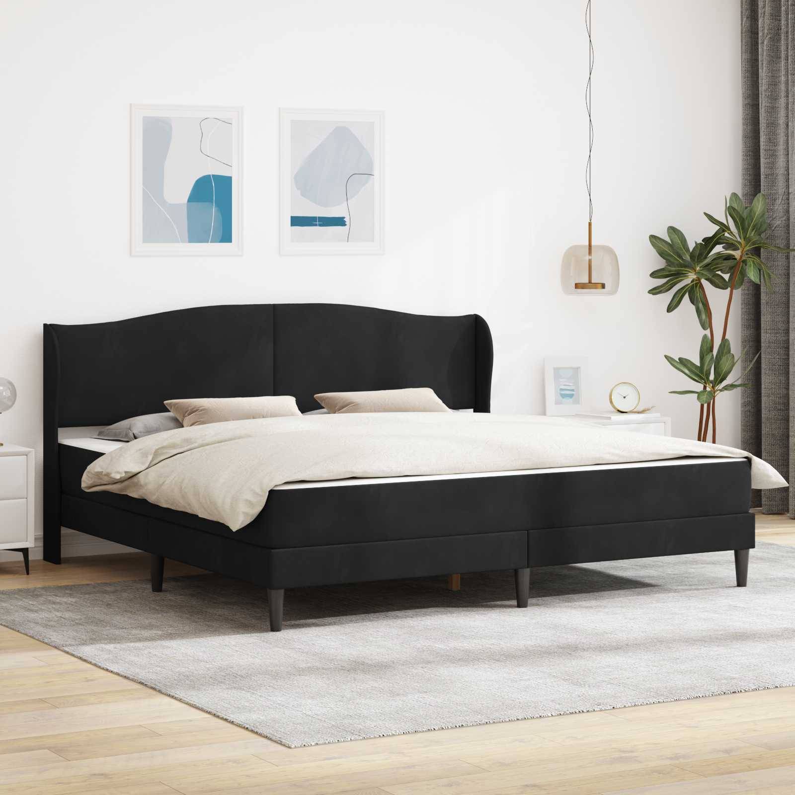 vidaXL Bettrahmen mit Kopfteil Schwarz 180 x 200 cm Samt