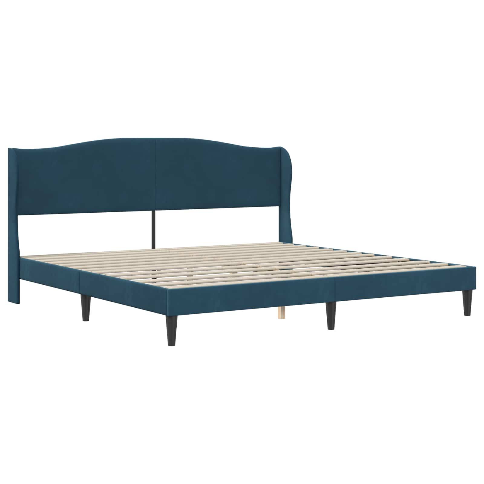 vidaXL Bettrahmen mit Kopfteil Blau 200 x 200 cm Samt