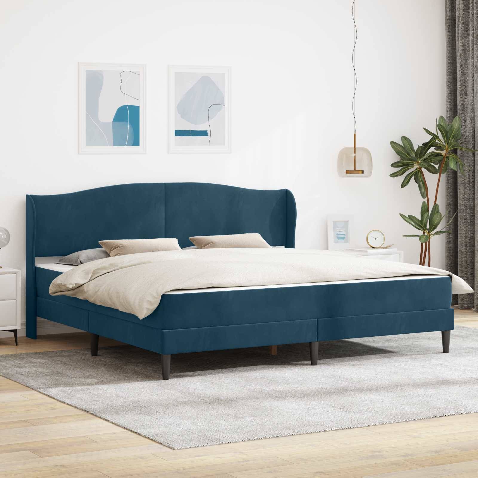 vidaXL Bettrahmen mit Kopfteil Blau 180 x 200 cm Samt