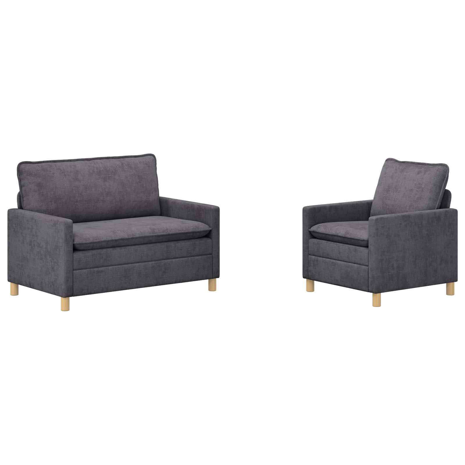 vidaXL Sofa Set 2 pcs Dunkelgrau Polyester