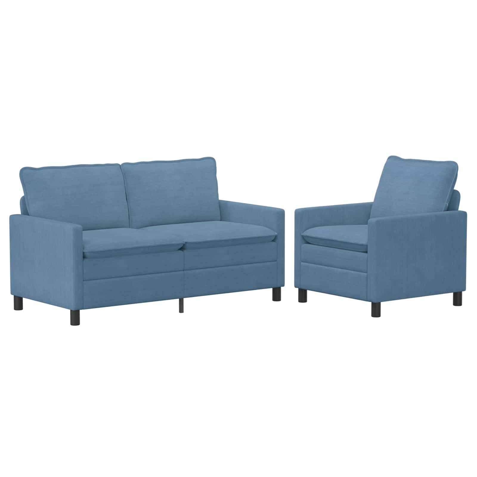 vidaXL Sofa Set 2 pcs Blau Stoff