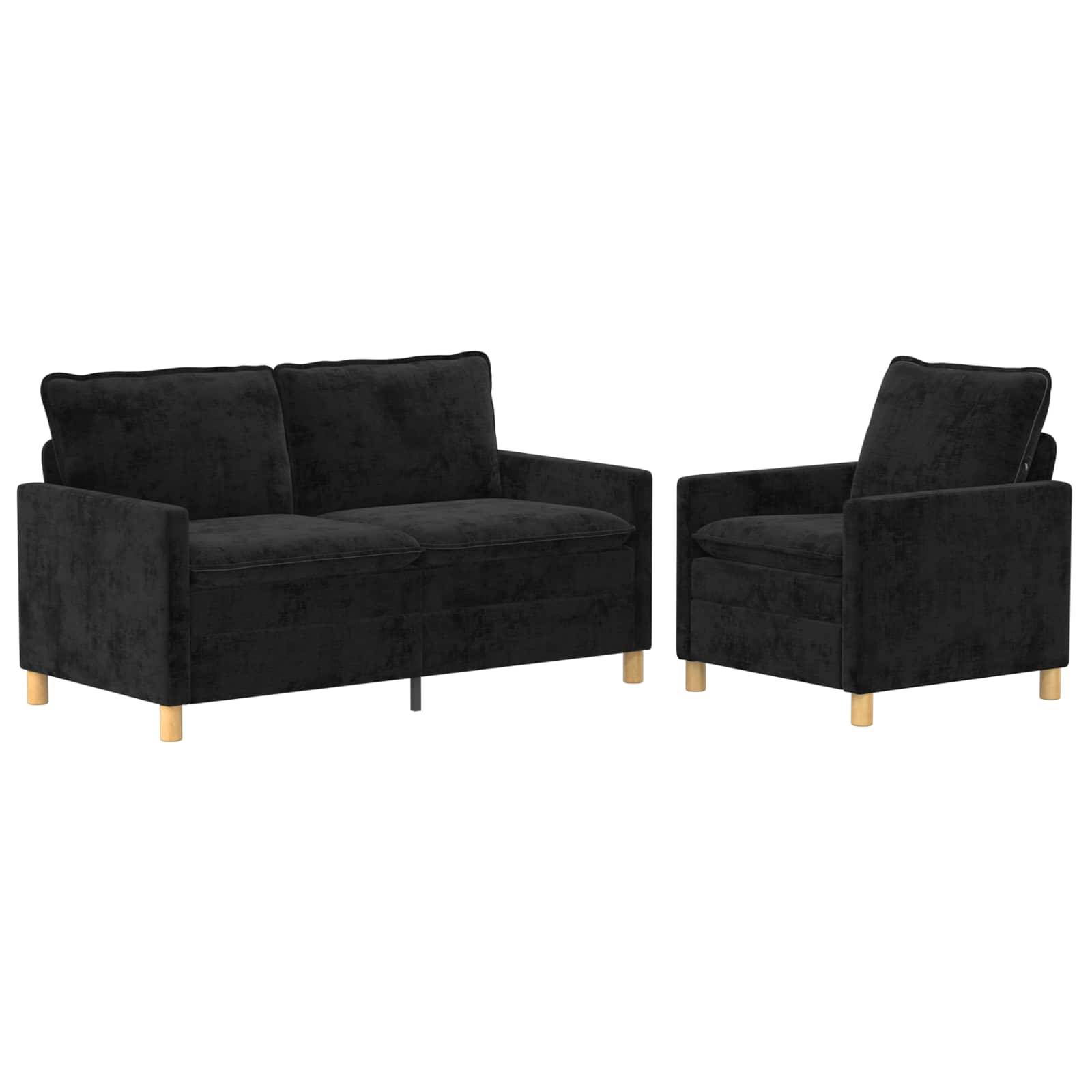 vidaXL Sofa Set 2 pcs Schwarz Polyester