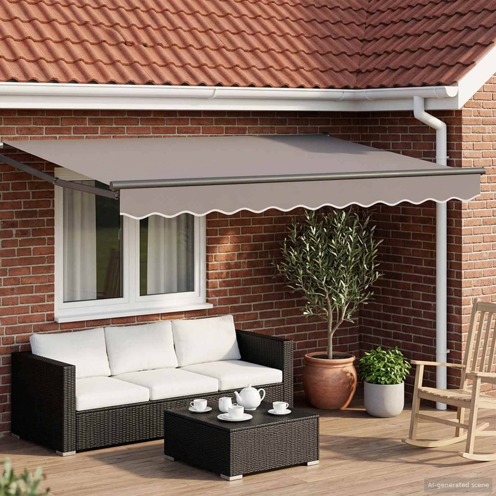 vidaXL Manueller ausziehbarer Sonnenschirmrahmen Anthrazit 3 x 2 m