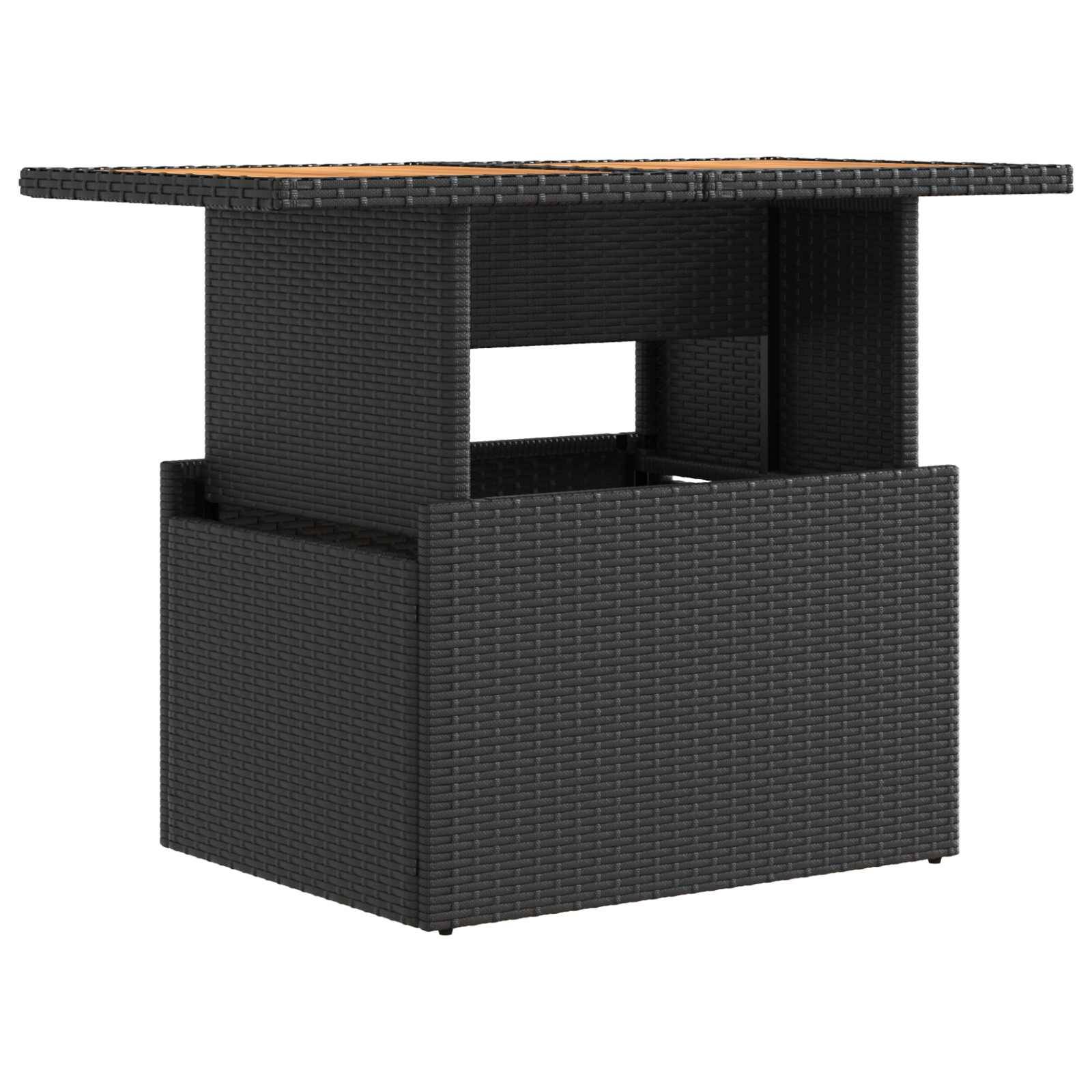 vidaXL Outdoortisch-Set 3 pcs Schwarz Poly Rattan und Akazienholz