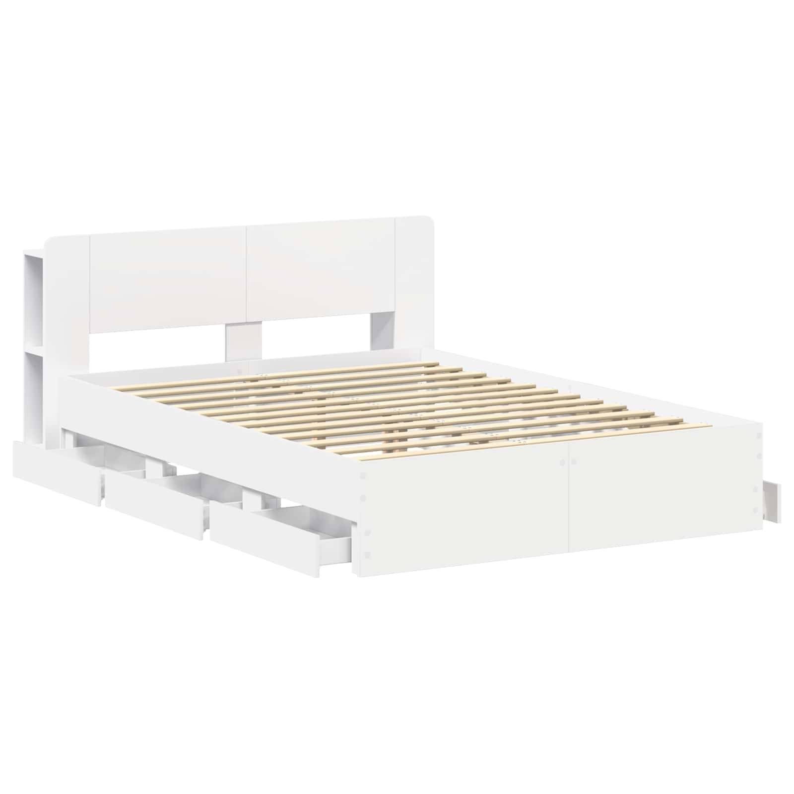 vidaXL Bettgestell mit Stauraum Weiß 150 x 200 cm Holzwerkstoff