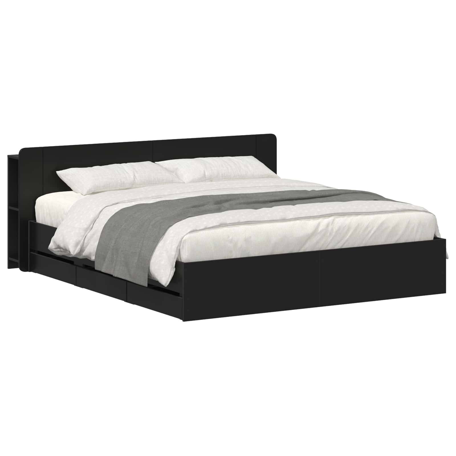 vidaXL Bettgestell mit Stauraum Schwarz 180 x 200 cm Holzwerkstoff