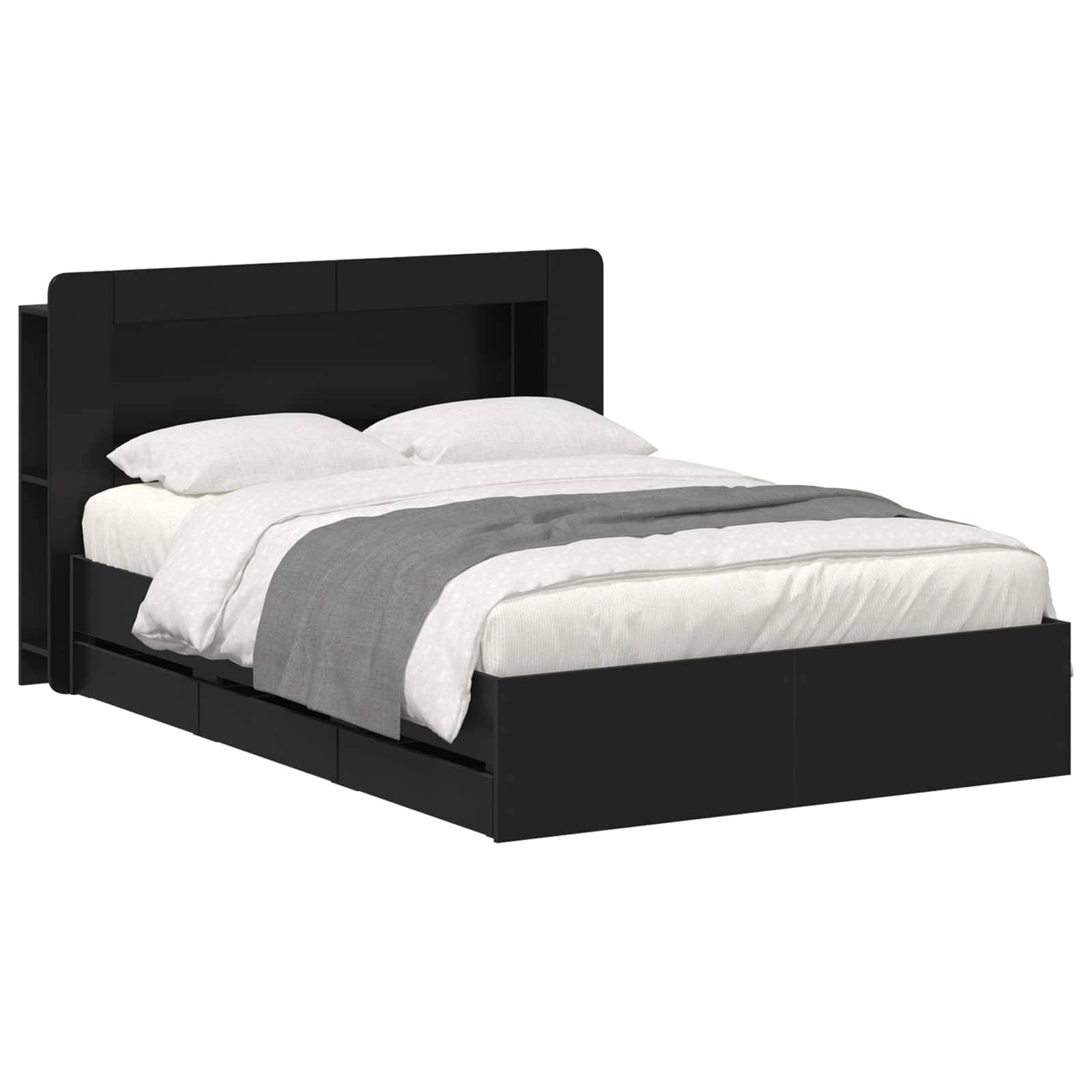 vidaXL Bettgestell mit Stauraum Schwarz 150 x 200 cm Holzwerkstoff