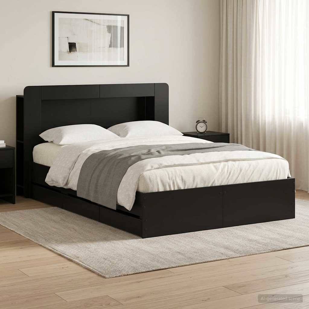vidaXL Bettgestell mit Stauraum Schwarz 160 x 200 cm Holzwerkstoff