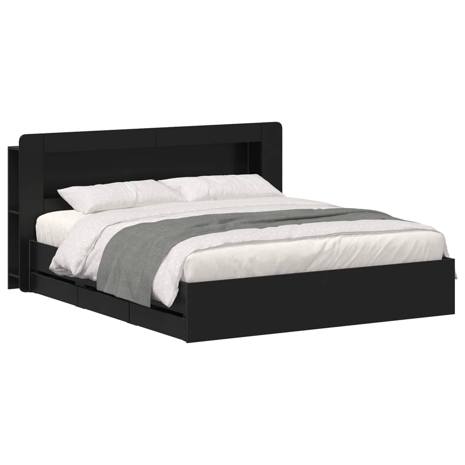 vidaXL Bettgestell mit Stauraum Schwarz 180 x 200 cm Holzwerkstoff