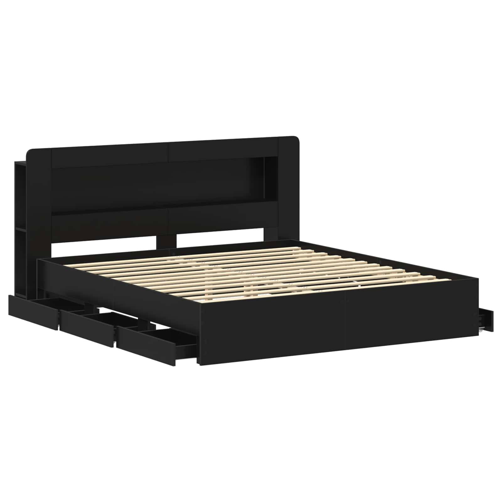 vidaXL Bettgestell mit Stauraum Schwarz 180 x 200 cm Holzwerkstoff