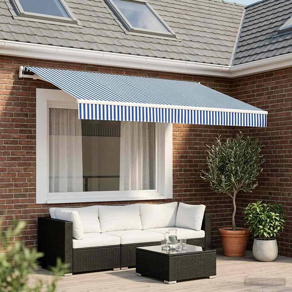 vidaXL Markisenersatzstoff Blau und Weiß 350 x 250 cm Polyester