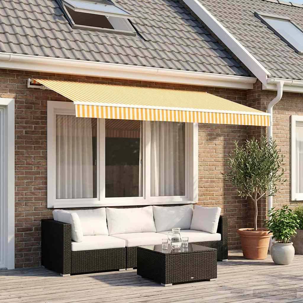 vidaXL Markisenersatzstoff Gelb und Weiß 350 x 250 cm Polyester