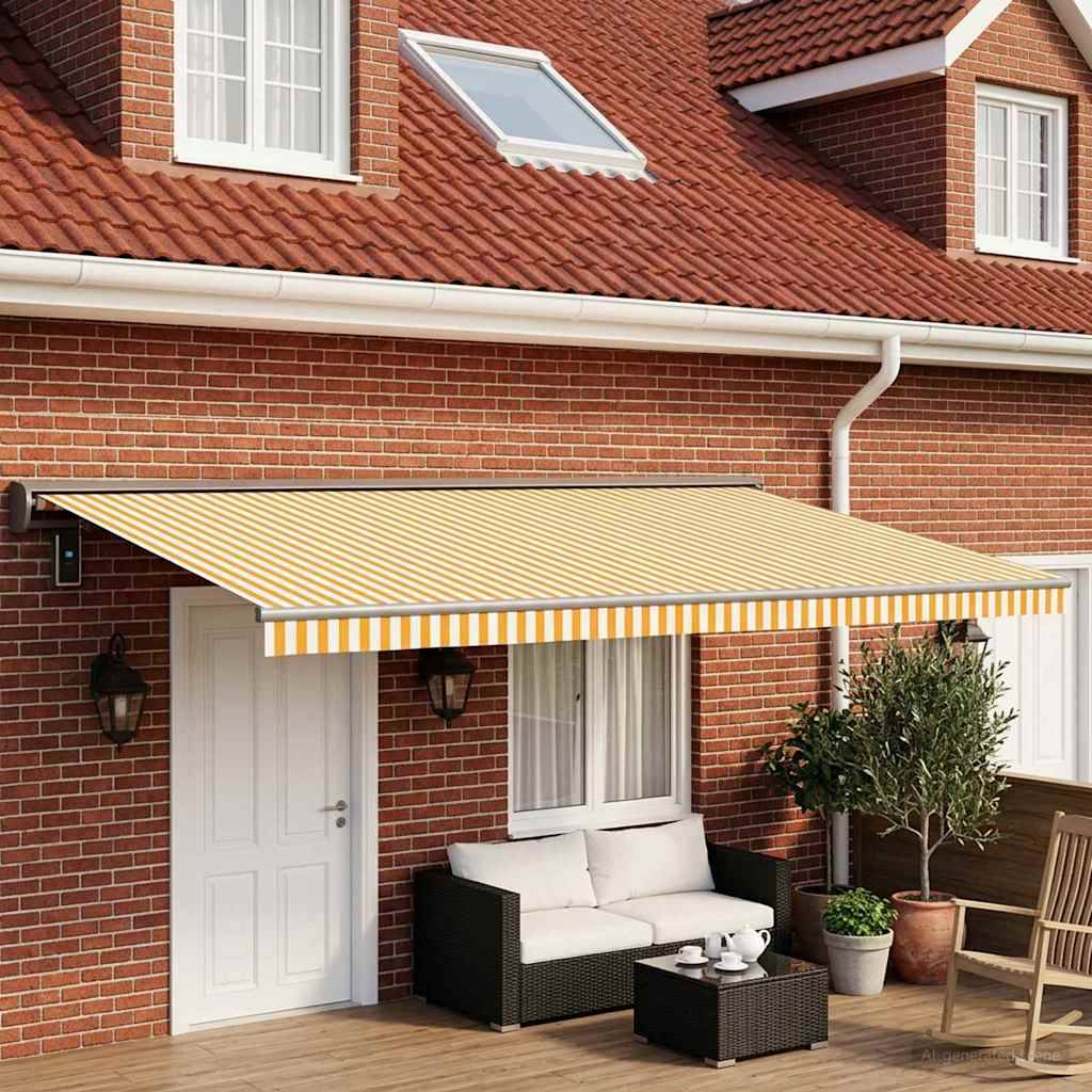vidaXL Markisenersatzstoff Gelb und Weiß 500 x 300 cm Polyester