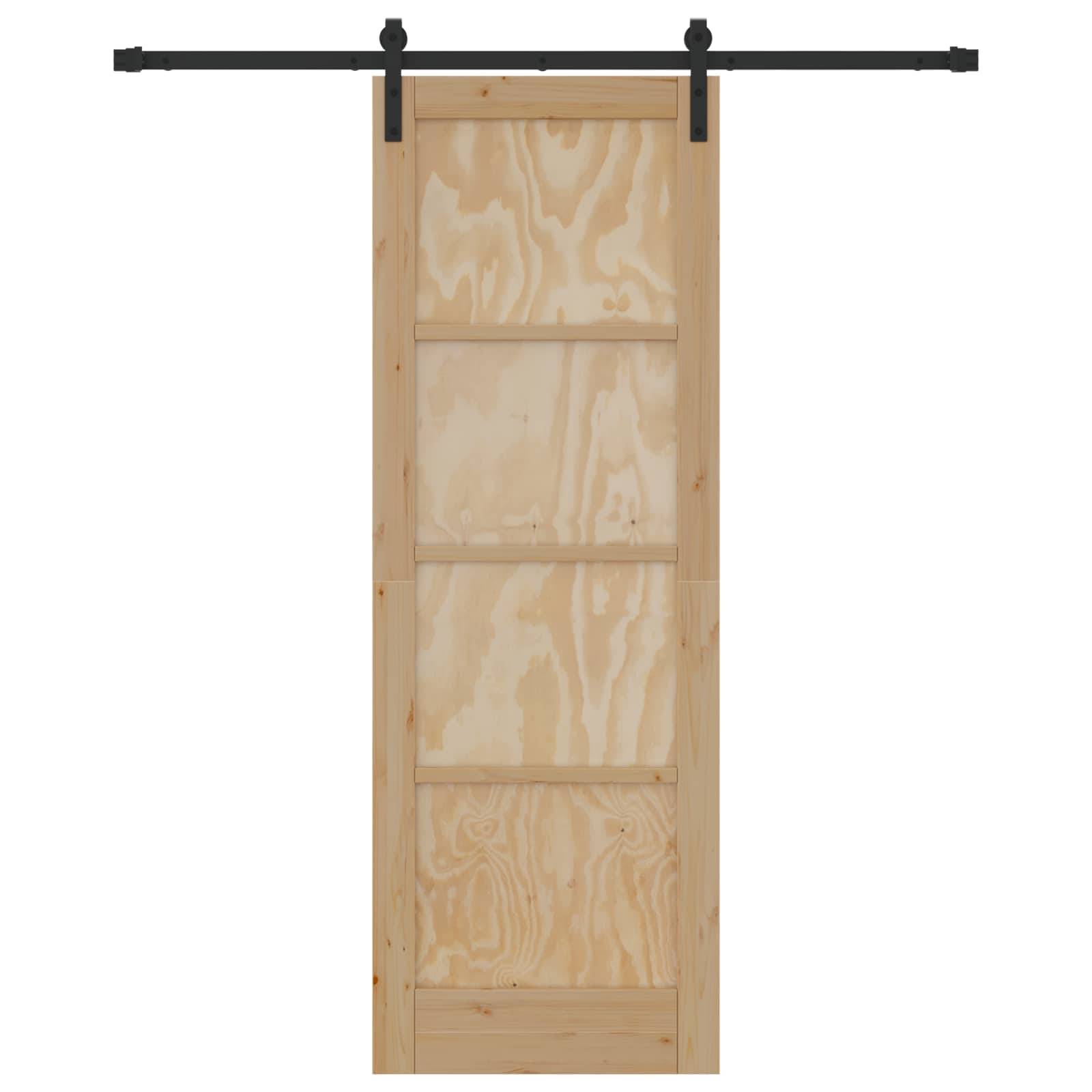 vidaXL Schiebetür Natürlich und Schwarz 73,5 x 211 cm