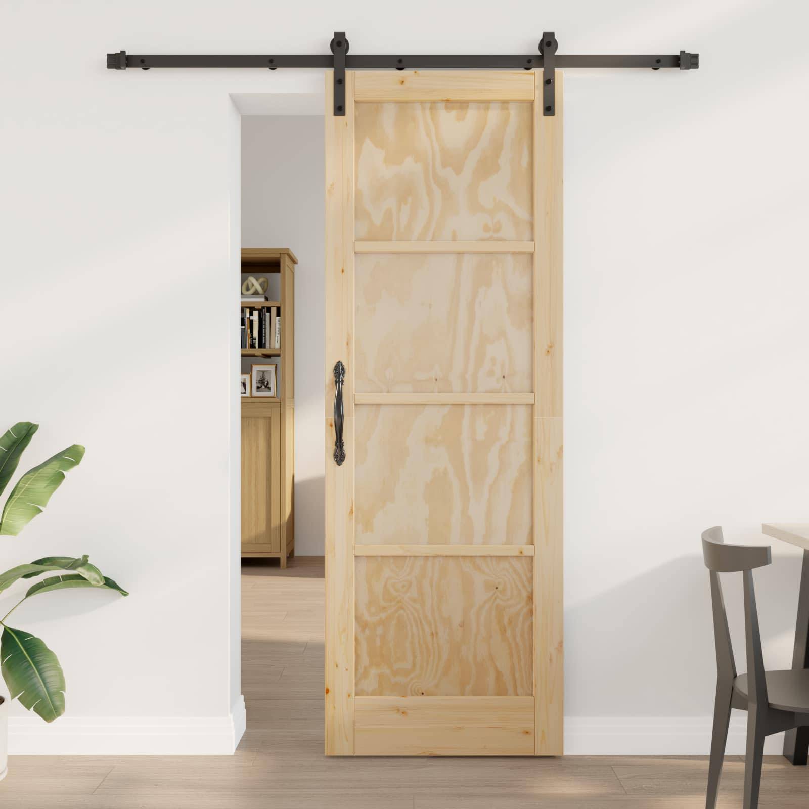 vidaXL Schiebetür Natürlich und Schwarz 73,5 x 211 cm
