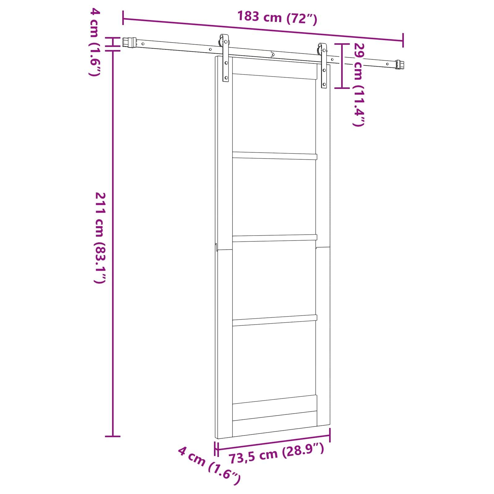 vidaXL Schiebetür Natürlich und Schwarz 73,5 x 211 cm