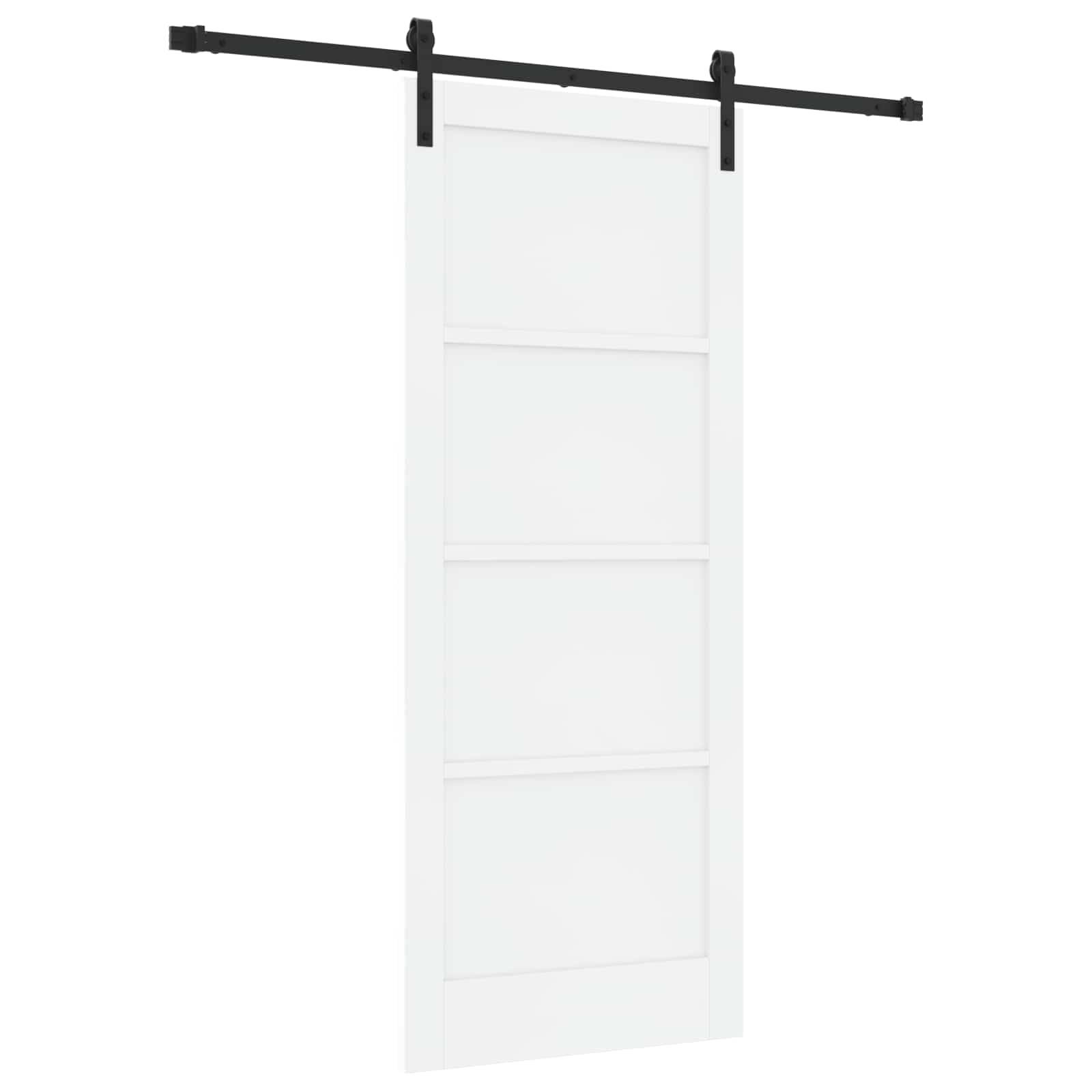vidaXL Schiebetür Weiß und Schwarz 83 x 202 cm Massives Kiefernholz