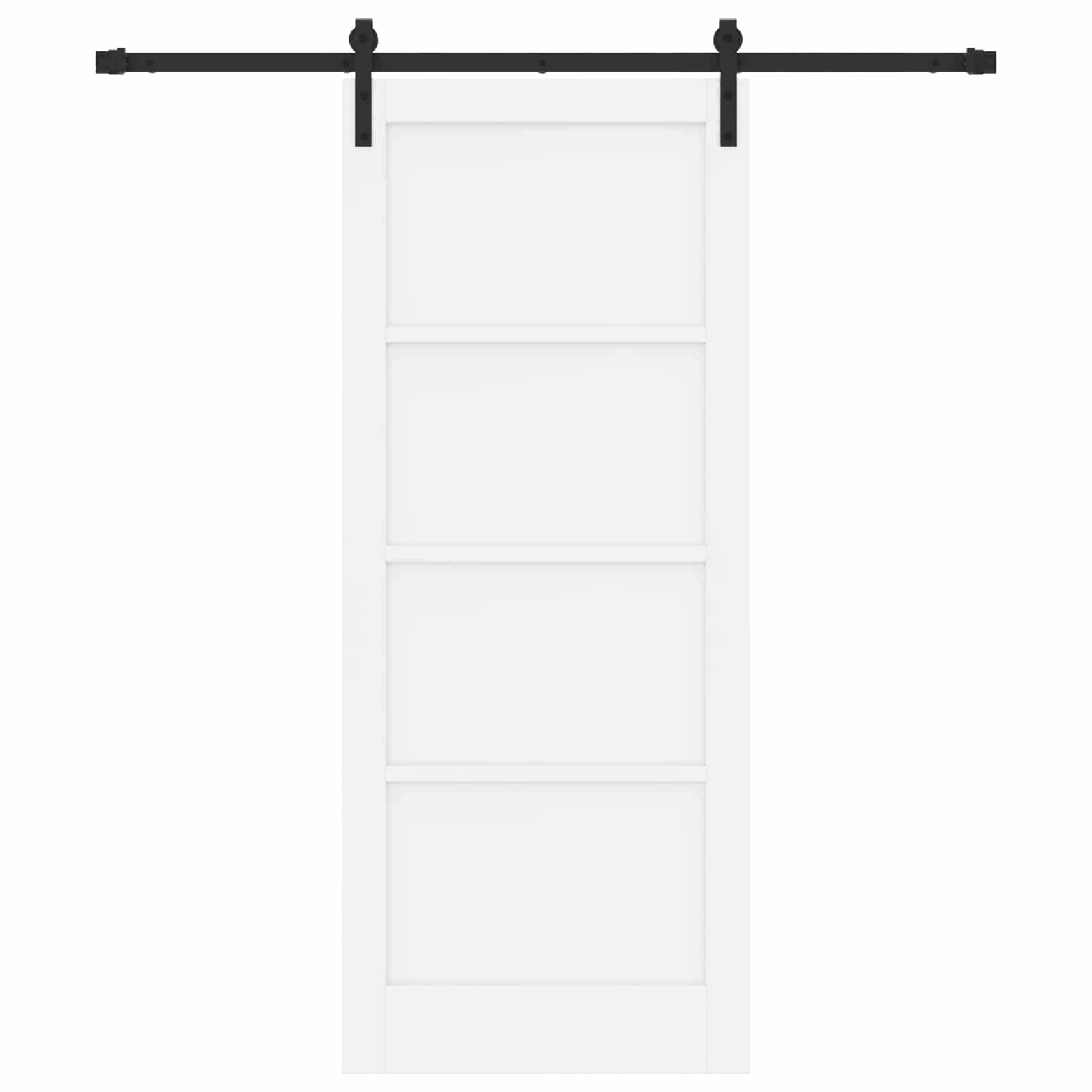 vidaXL Schiebetür Weiß und Schwarz 83 x 202 cm Massives Kiefernholz