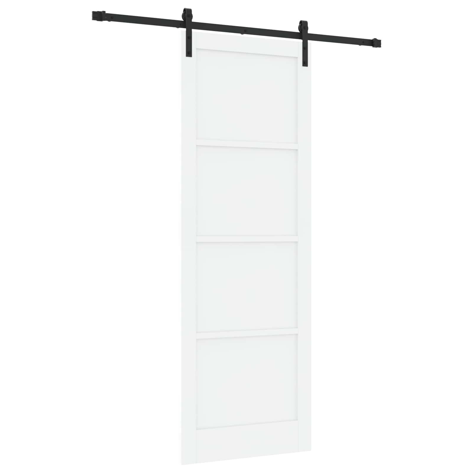 vidaXL Schiebetür Weiß und Schwarz 83 x 232 cm Massives Kiefernholz