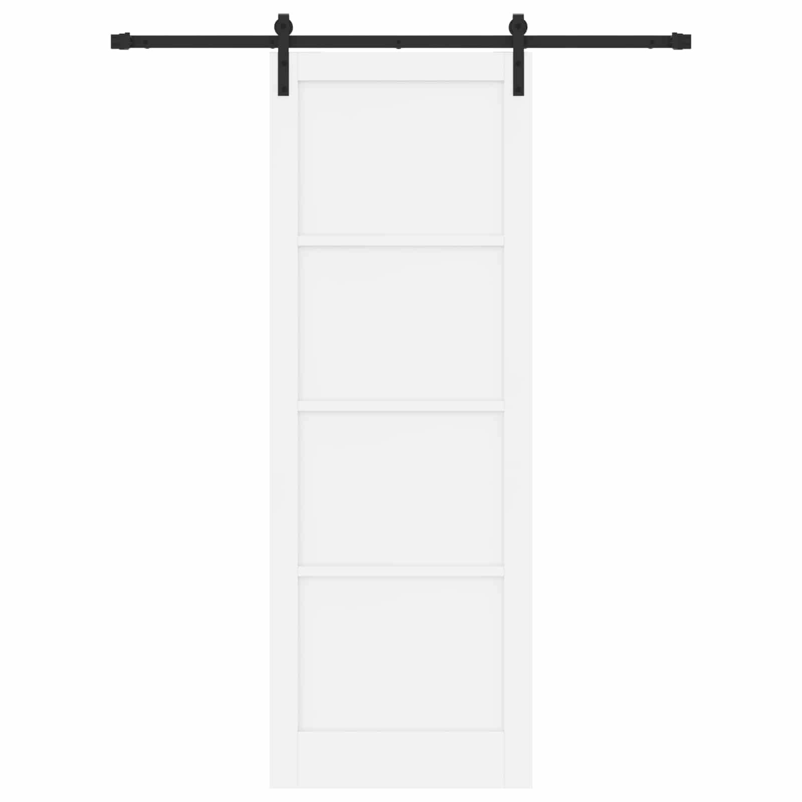 vidaXL Schiebetür Weiß und Schwarz 83 x 232 cm Massives Kiefernholz
