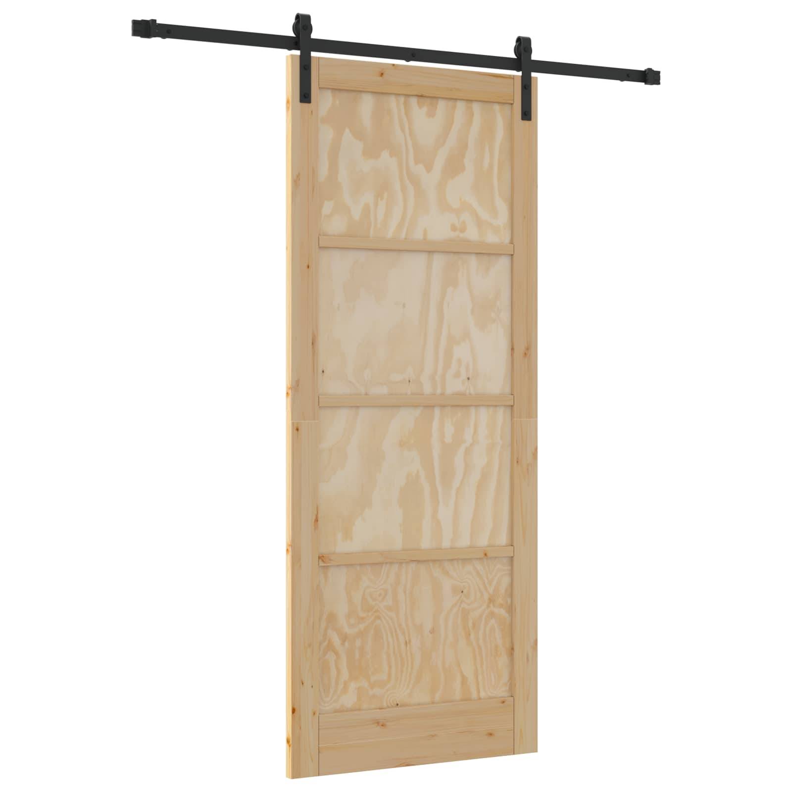 vidaXL Schiebetür Natürlich und Schwarz 86 x 211 cm