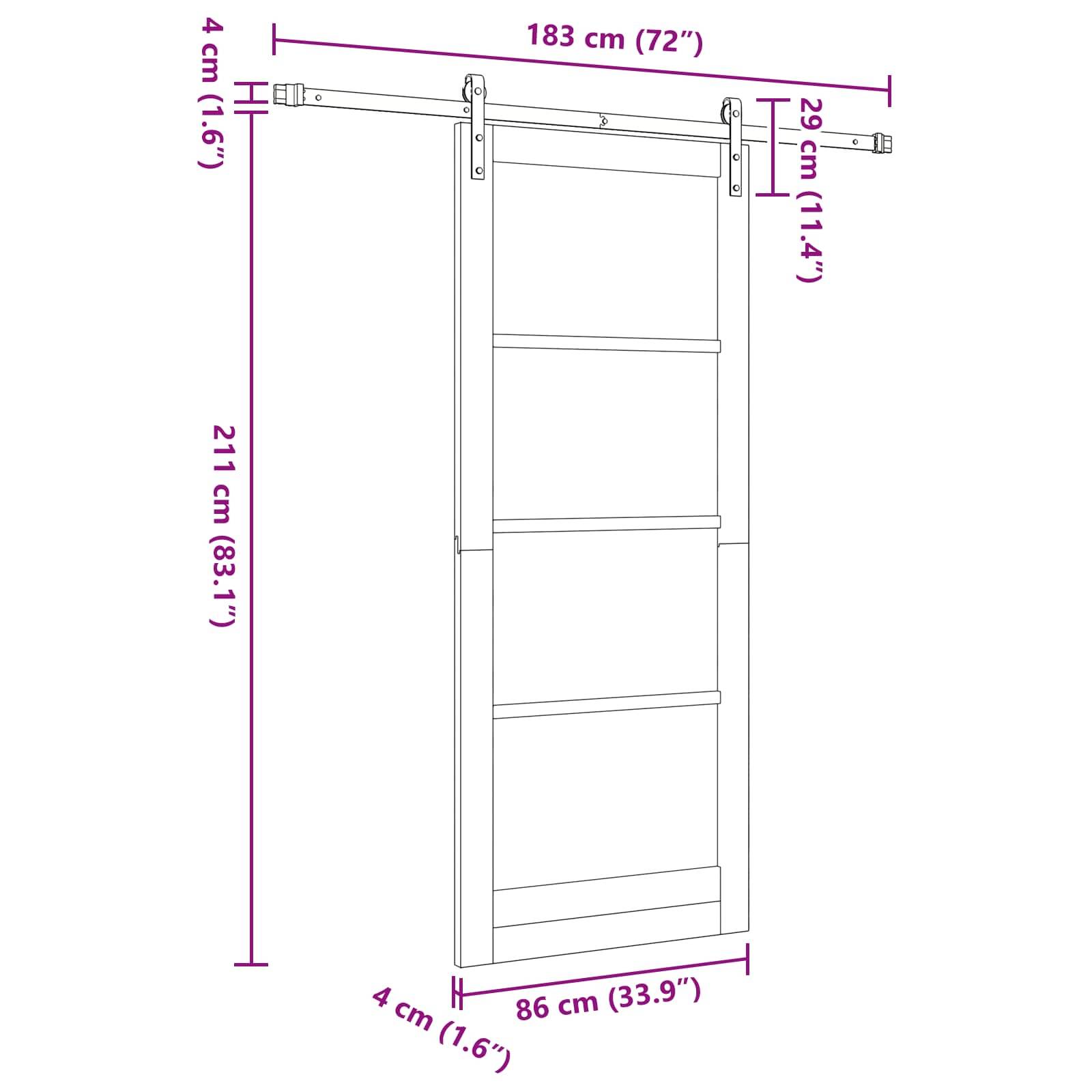 vidaXL Schiebetür Natürlich und Schwarz 86 x 211 cm