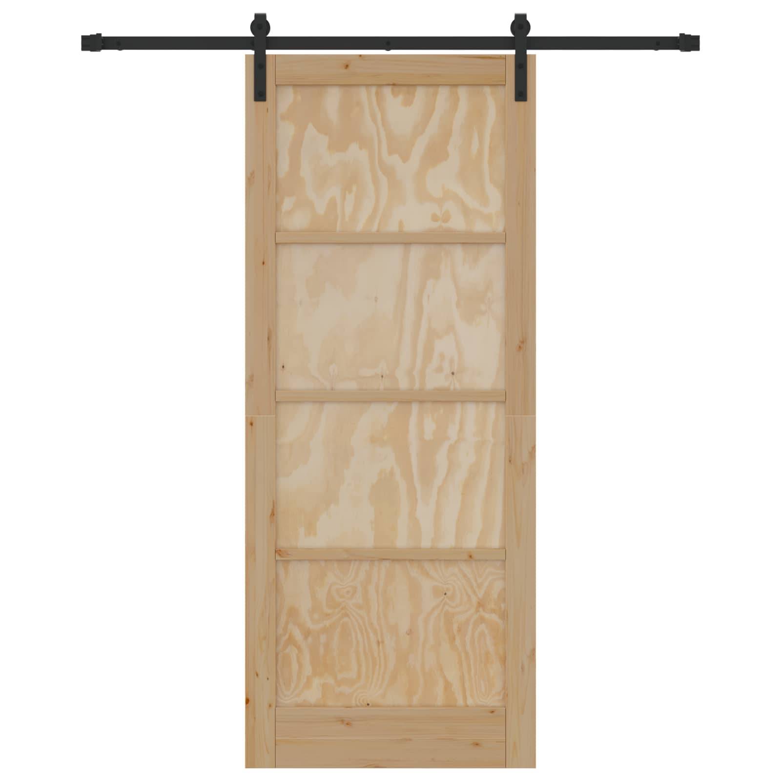vidaXL Schiebetür Natürlich und Schwarz 86 x 211 cm