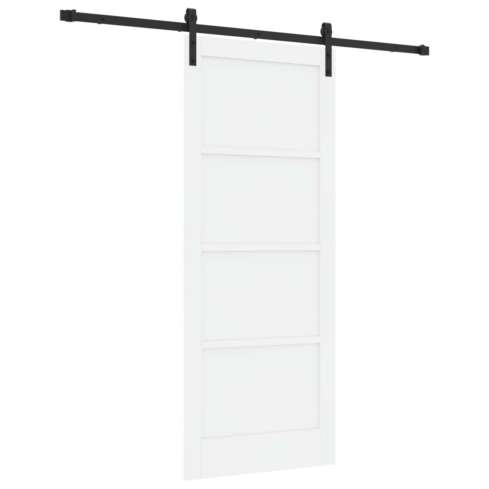 vidaXL Schiebetür Weiß und Schwarz 83 x 202 cm Massives Kiefernholz
