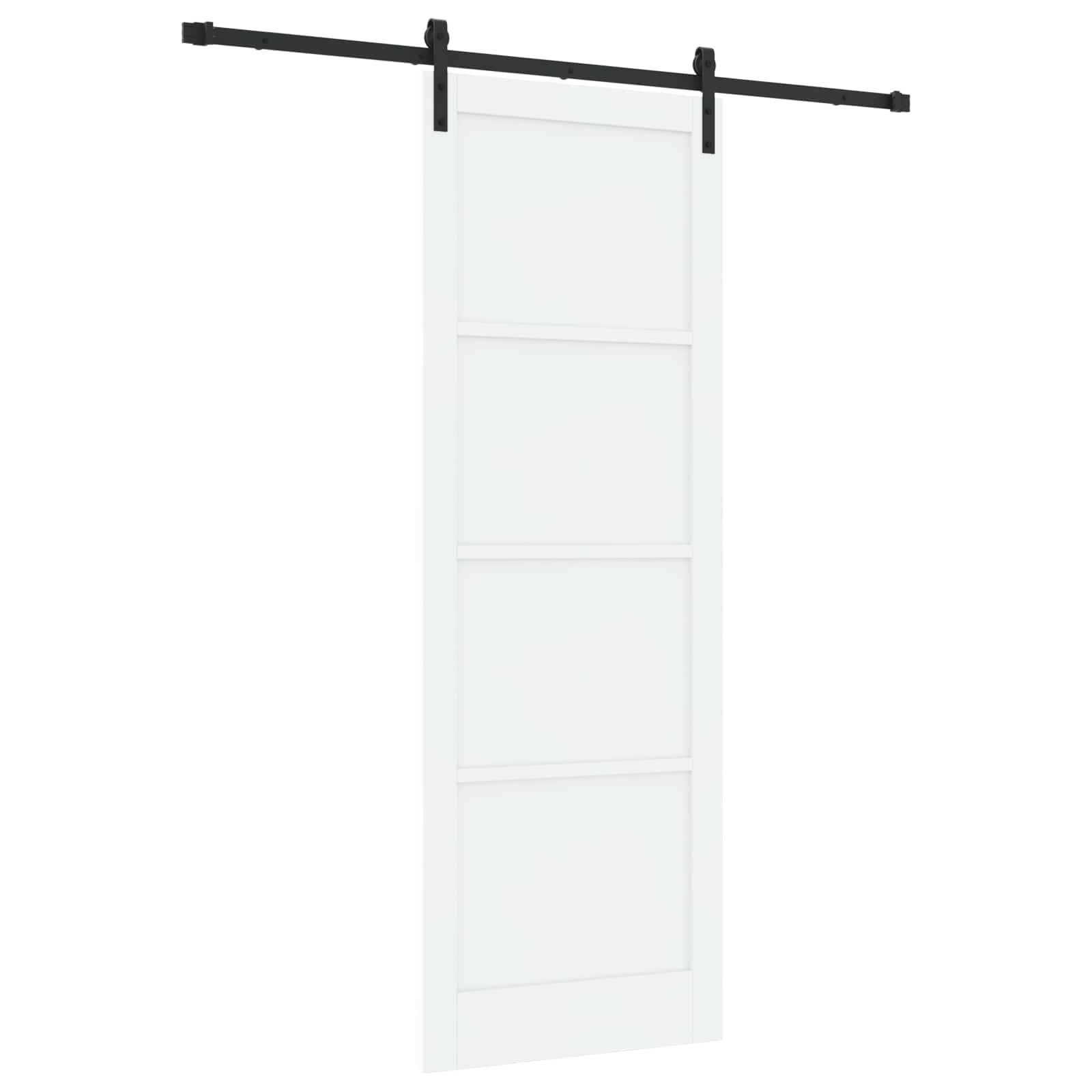 vidaXL Schiebetür Weiß und Schwarz 83 x 232 cm Massives Kiefernholz