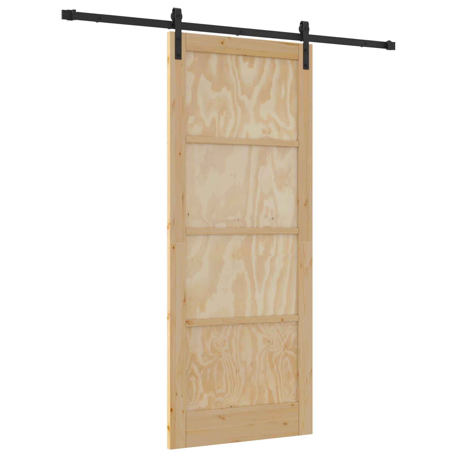 vidaXL Schiebetür Natürlich und Schwarz 86 x 211 cm